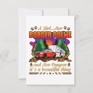 A Girl Her Border Collie and Her Camper Dog Lovers Thank You Card