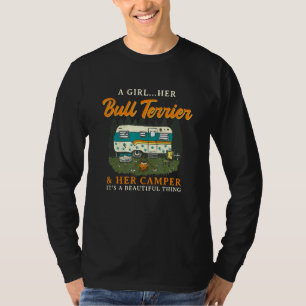 A Girl Her Bull Terrier And Her Camper Bully Campi T-Shirt