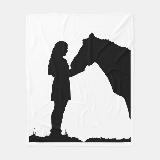 A Girl & Her Horse Love Customise background colou Fleece Blanket (Front)