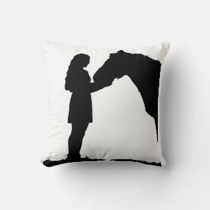 A Girl & Her Horse Love Silhouette Art Cushion