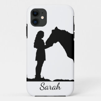 A Girl & Her Horse Love Silhouette Art Customise iPhone 11 Case