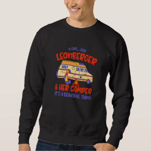 A Girl Her Leonberger And Her Camper Lion Dog Dog Sweatshirt