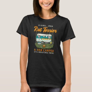 A Girl Her Rat Terrier And Her Camper Rattie Campi T-Shirt