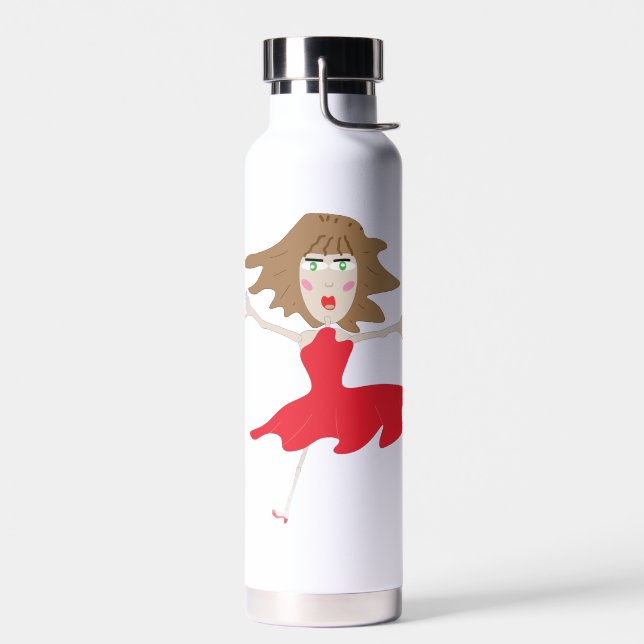 a girl in a red dress bottle (Left)