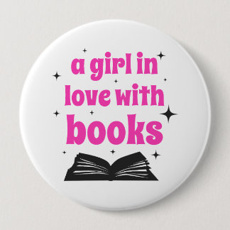 A girl in love with books design 10 cm round badge