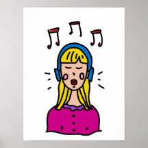 A girl is listening to music