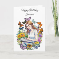 A Girl, Journal, Butterflies Personalised Birthday