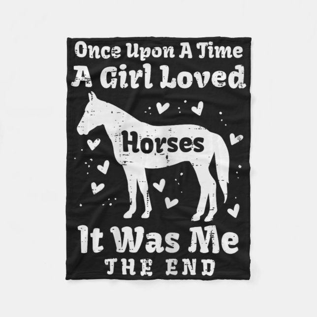 A Girl Loved Horses Horseback Riding Equestrian Gi Fleece Blanket (Front)
