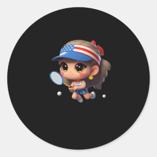 A Girl Playing Tennis. Sticker
