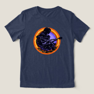 A Girl Plays Guitar Silhouette T-Shirt Tri-Blend Shirt
