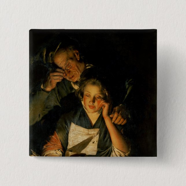 A Girl reading a Letter 15 Cm Square Badge (Front)