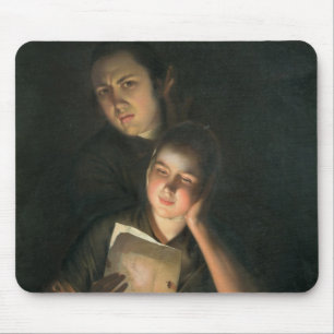 A Girl reading a letter by Candlelight Mouse Mat