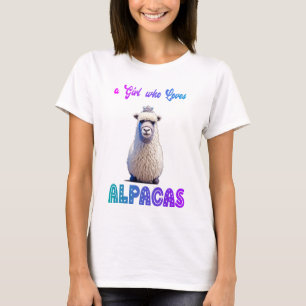 A Girl Who Loves Alpacas with Wooly Alpaca T-Shirt