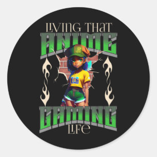 A Girl Who Loves Anime Japanese Classic Round Sticker