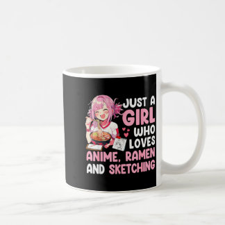 A girl who loves anime ramen and sketching anime coffee mug