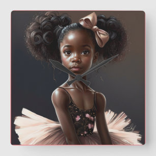 A Girl Who Loves Ballet .   Square Wall Clock