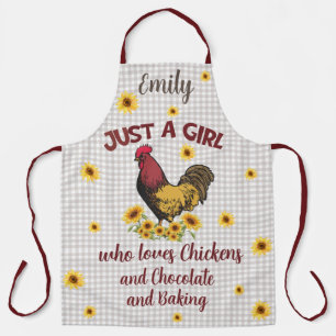 A Girl Who Loves Chickens, Chocolate & Baking Apron