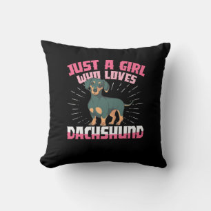 A Girl Who Loves Dachshund Cushion