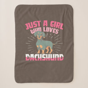 A Girl Who Loves Dachshund Sherpa Blanket