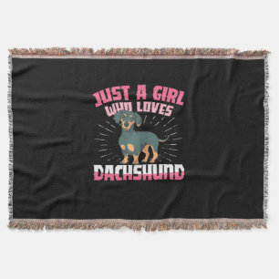 A Girl Who Loves Dachshund Throw Blanket