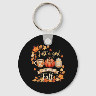 A Girl Who Loves Fall Season Pumpkins Coffee Key Ring