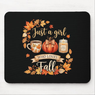 A Girl Who Loves Fall Season Pumpkins Coffee Mouse Mat