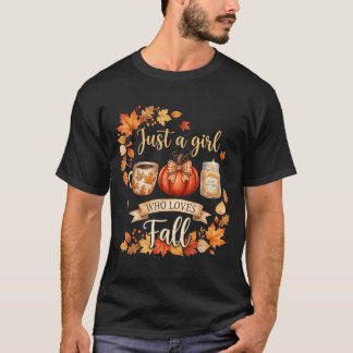 A Girl Who Loves Fall Season Pumpkins Coffee T-Shirt