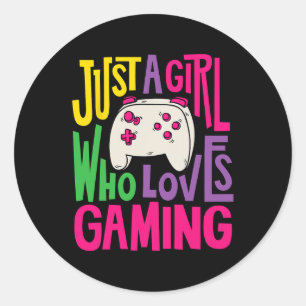 A Girl Who Loves Gaming Funny Gamer Video Game Lov Classic Round Sticker