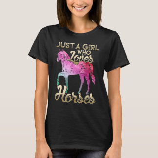 A Girl Who Loves Horses Floral Horse T-Shirt