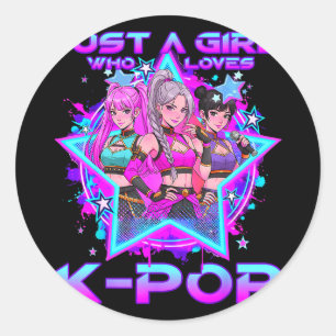 A girl who loves k-pop kids girls k-pop birthdayA  Classic Round Sticker