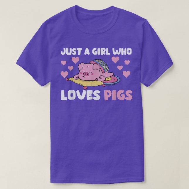 A Girl Who Loves Pigs  T-Shirt (Design Front)