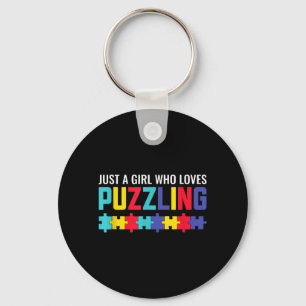 A Girl Who Loves Puzzling Puzzle Puzzle Horror Key Ring
