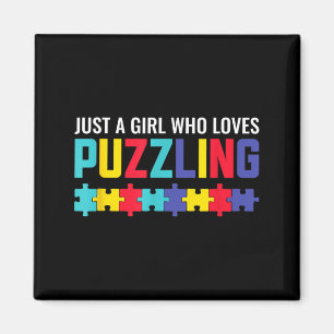 A Girl Who Loves Puzzling Puzzle Puzzle Horror Magnet