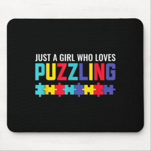 A Girl Who Loves Puzzling Puzzle Puzzle Horror Mouse Mat