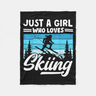 A girl who loves skiing fun winter sports ski fleece blanket