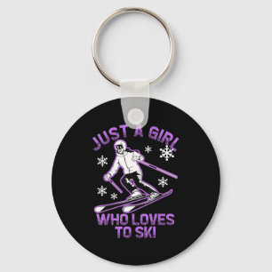 A girl who loves to ski club women skiing trip key ring