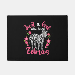 A Girl Who Loves Zebras And Flower Doormat