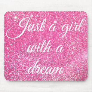 A GIRL WITH A DREAM Sparkle Hot Pink Glitter Mouse Mat