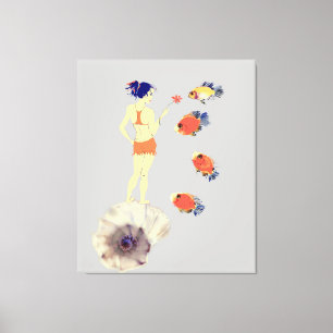 A girl with a flower canvas print