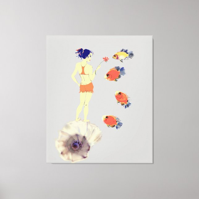 A girl with a flower canvas print (Front)