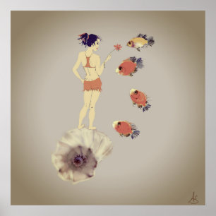A girl with a flower poster