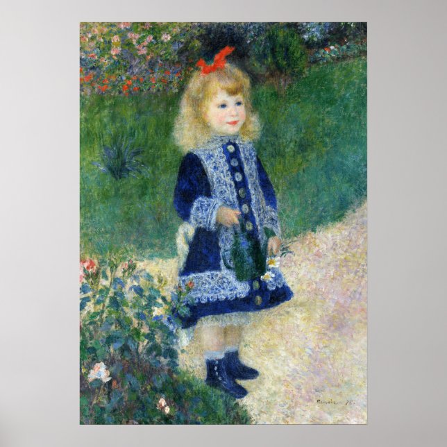 A girl with a watering can by Auguste Renoir Poster (Front)