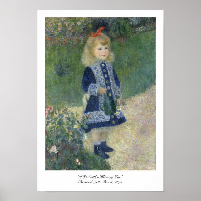 "A Girl with a Watering Can" Pierre-Auguste Renoir Poster (Front)
