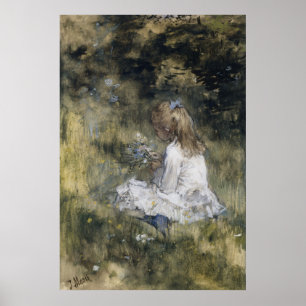 A Girl with Flower on the Grass (1878)  Poster