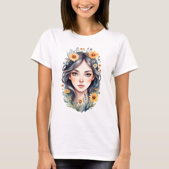 A girl with flowers in her hair T-Shirt (Front)