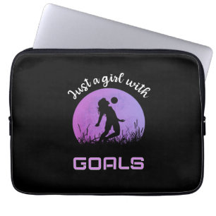 A girl with goals beautiful soccer laptop sleeve