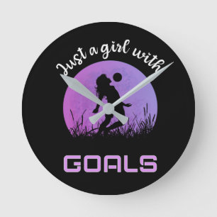 A girl with goals beautiful soccer round clock