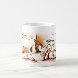 A girl with horse and foal coffee mug
