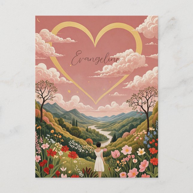 A Girl's Heartfelt Gaze Personalised   Postcard (Front)