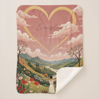 A Girl's Heartfelt Gaze Personalised   Sherpa Blanket